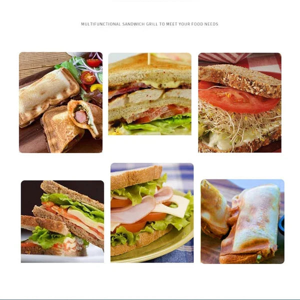 Stovetop Sandwich Maker with Nonstick Dual Heating Plates and Detachable Handle