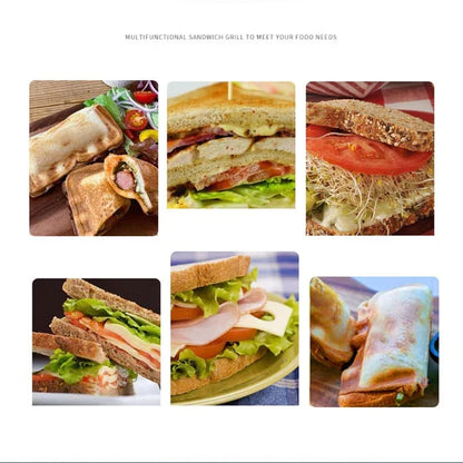 Stovetop Sandwich Maker with Nonstick Dual Heating Plates and Detachable Handle