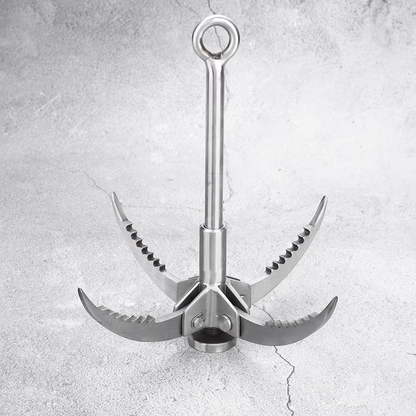 Folding Grappling Hook with Four Curved Prongs and 250lb Capacity