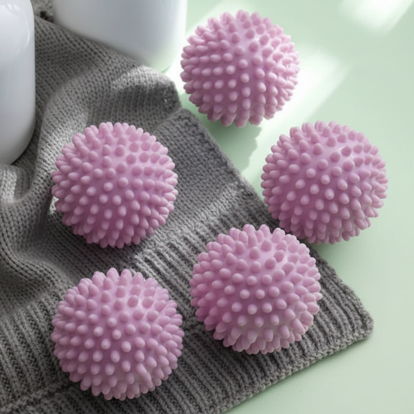 Reusable Dryer Balls with Textured Nubs and Fabric Separation, Set of 5