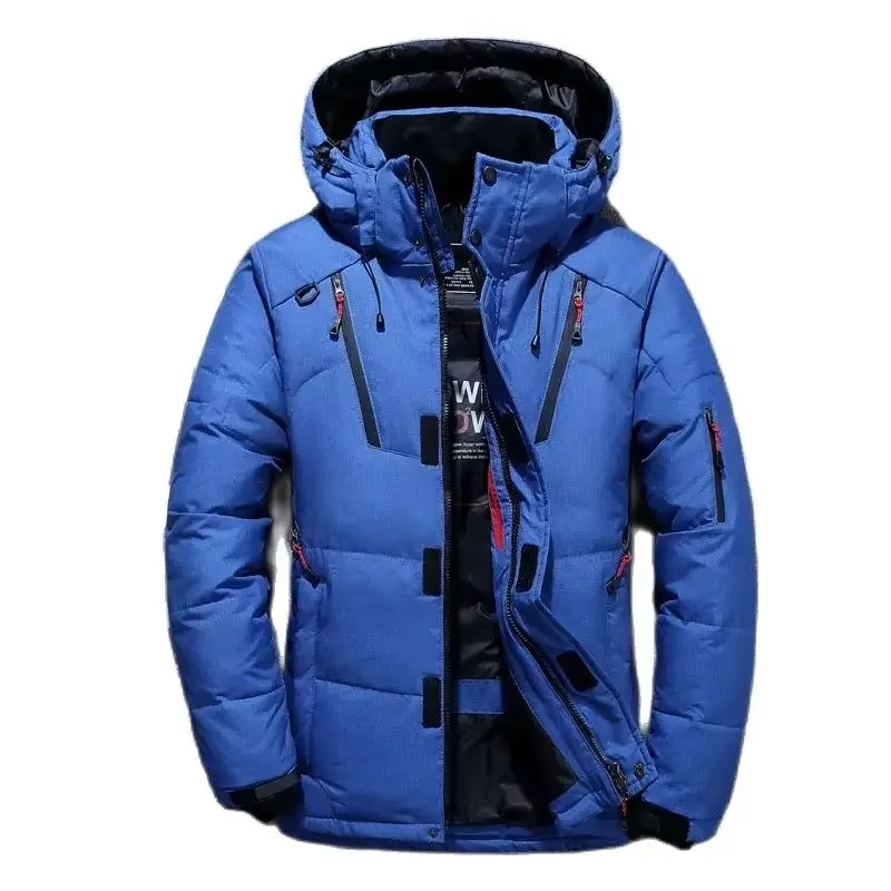 Mens Hooded Duck Down Parka with Windproof Shell for Extreme Cold