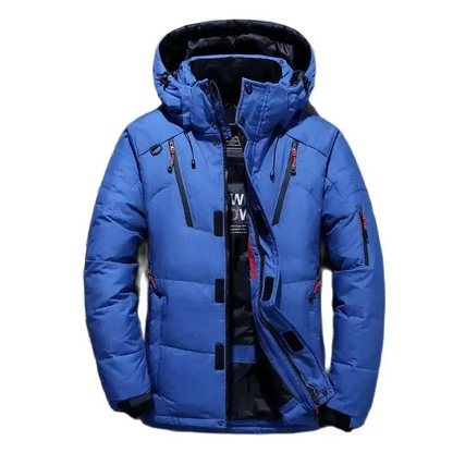 Mens Hooded Duck Down Parka with Windproof Shell for Extreme Cold
