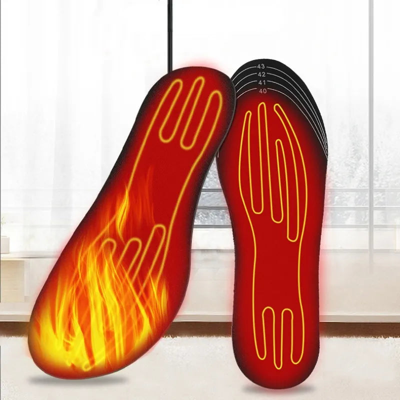 Trimmable Heated Insoles with Carbon Fiber Heating and Charging Cable for Winter Footwear