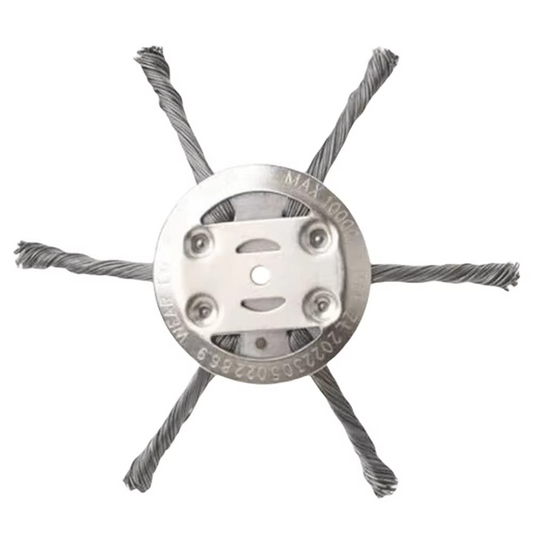 Wire Brush Trimmer Head for Grass Trimmers with 6-Inch Diameter and Universal Mount