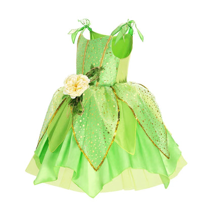 Sleeveless Cartoon Applique Dress with Round Neckline and Mid Calf Length