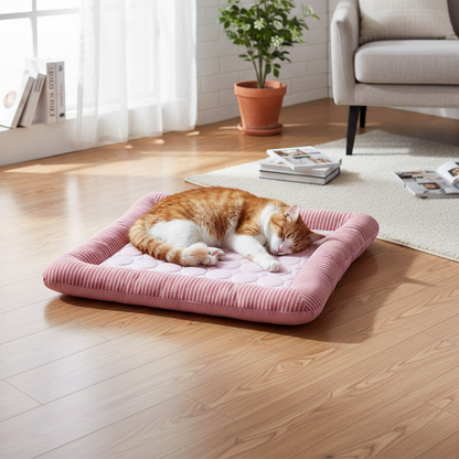 Pet Cooling Mat with Breathable Ice Silk Surface and Edge Stitching for Dogs and Cats