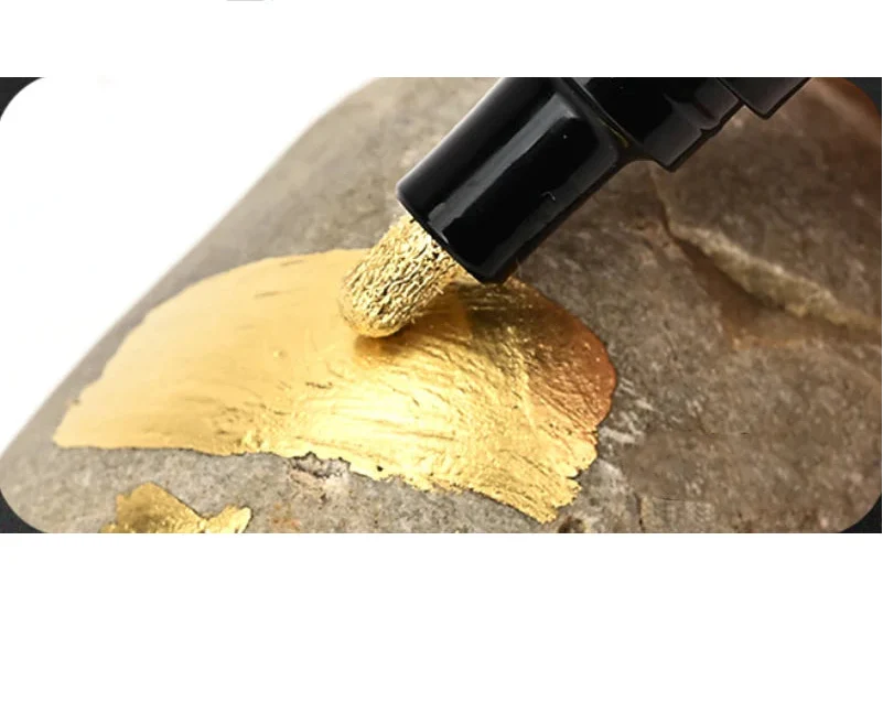 Metallic Paint Pen Set with Reflective Mirror Finish and Multiple Tip Sizes, Silver Gold