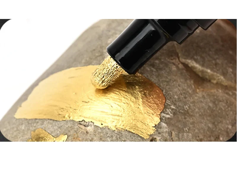 Metallic Paint Pen Set with Reflective Mirror Finish and Multiple Tip Sizes, Silver Gold
