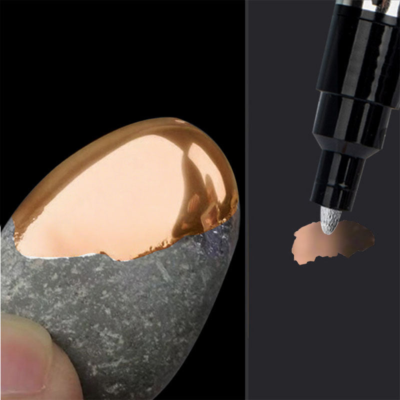 Metallic Paint Pen Set with Reflective Mirror Finish and Multiple Tip Sizes, Silver Gold