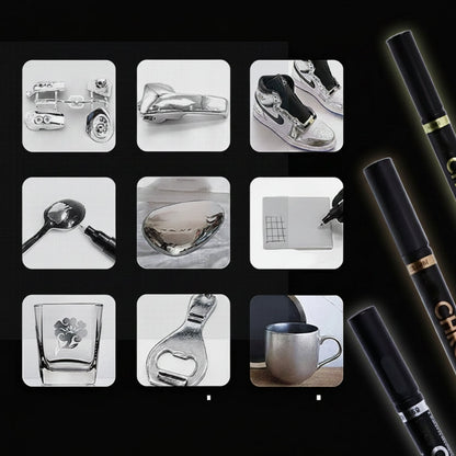 Metallic Paint Pen Set with Reflective Mirror Finish and Multiple Tip Sizes, Silver Gold