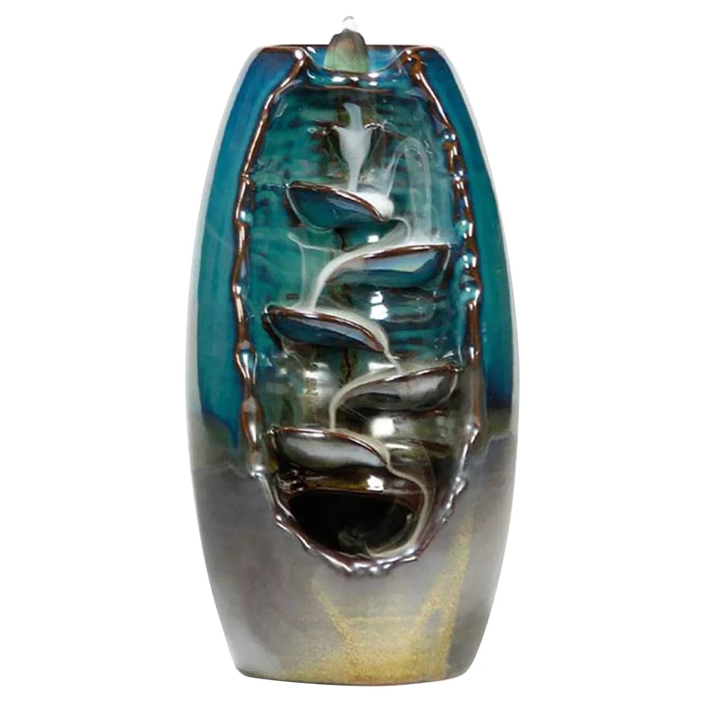 Ceramic Incense Waterfall Burner with Backflow Smoke Effect and 50 Cones