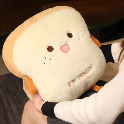 Toast Slice Hand Warmer Pillow with Built-In Pocket and Plush Fabric