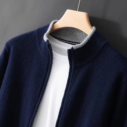 Mens Full Zip Cashmere Cardigan with Loose Fit for Cool Weather