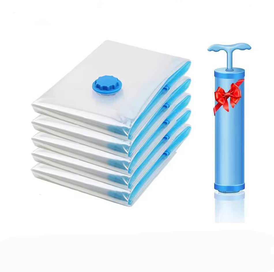 Clothes Vacuum Storage Bags in Four Sizes with Dual Zip Closure, Clear Walls and a Hand Pump