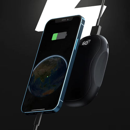 Portable Hand Warmer and Power Bank with Digital Display and Carbon Crystal Heating