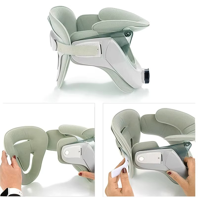 Neck Traction Collar with Adjustable Strap System and Soft Fabric, Portable Design