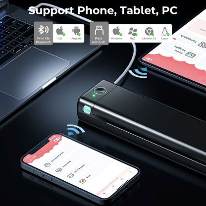 Portable Wireless Thermal Printer for A4 Pages with No Ink Needed in Four Colors