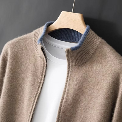 Mens Full Zip Cashmere Cardigan with Loose Fit for Cool Weather