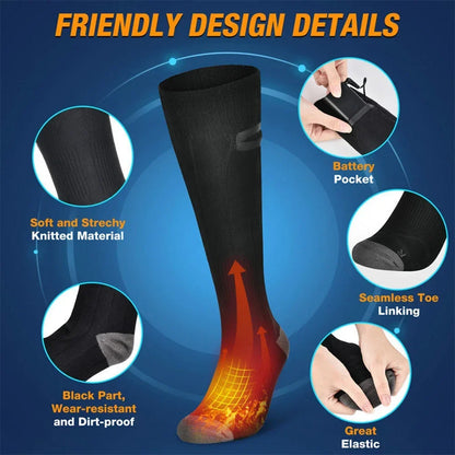 Heated Socks with Spiral Wire System and Three Temperature Settings, 10-Hour Battery