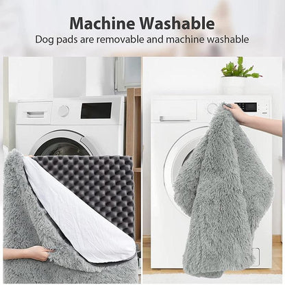Washable Pet Bed Mat with Removable Foam Cushion and Fleece Cover, Five Sizes
