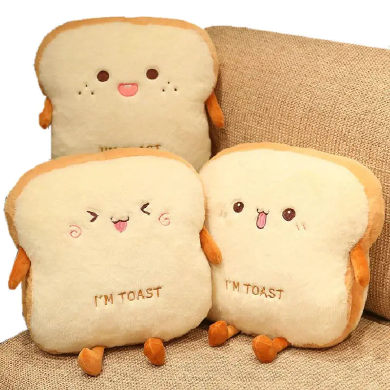 Toast Slice Hand Warmer Pillow with Built-In Pocket and Plush Fabric