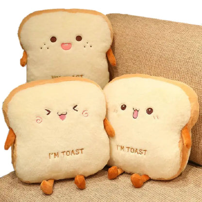 Toast Slice Hand Warmer Pillow with Built-In Pocket and Plush Fabric