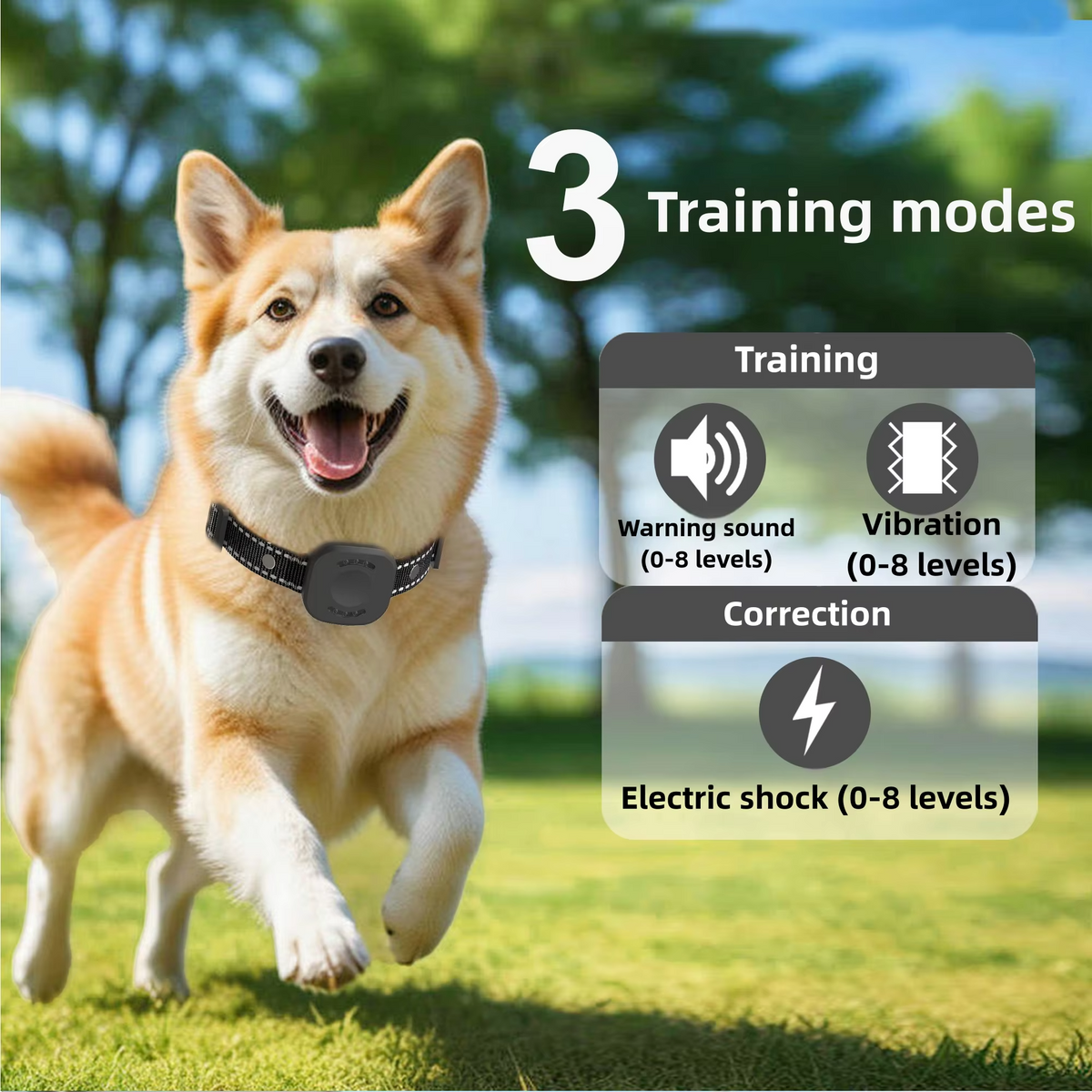 Wireless Dog Fence System with Rechargeable Collar and Three Correction Modes