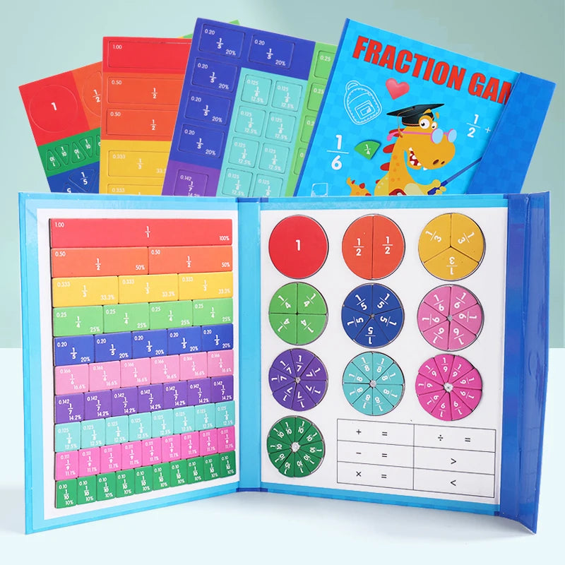 Fraction Learning Book with Magnetic Pieces and Visual Color Display