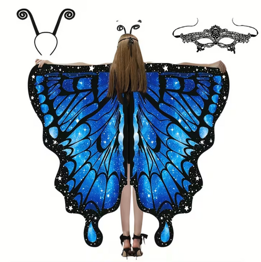 Butterfly Wing Shawl and Headband Set for Halloween Costumes