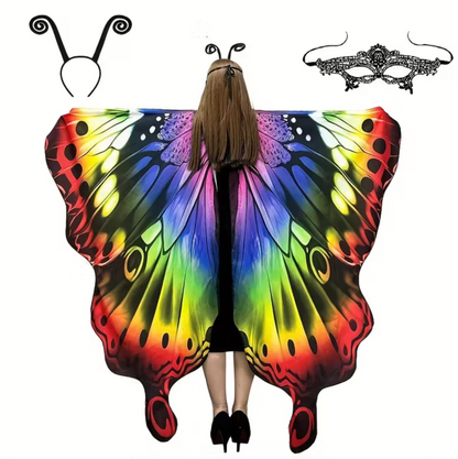 Butterfly Wing Shawl and Headband Set for Halloween Costumes