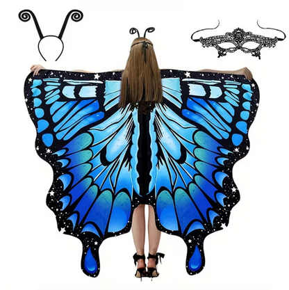 Butterfly Wing Shawl and Headband Set for Halloween Costumes