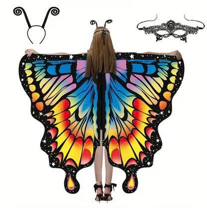 Butterfly Wing Shawl and Headband Set for Halloween Costumes