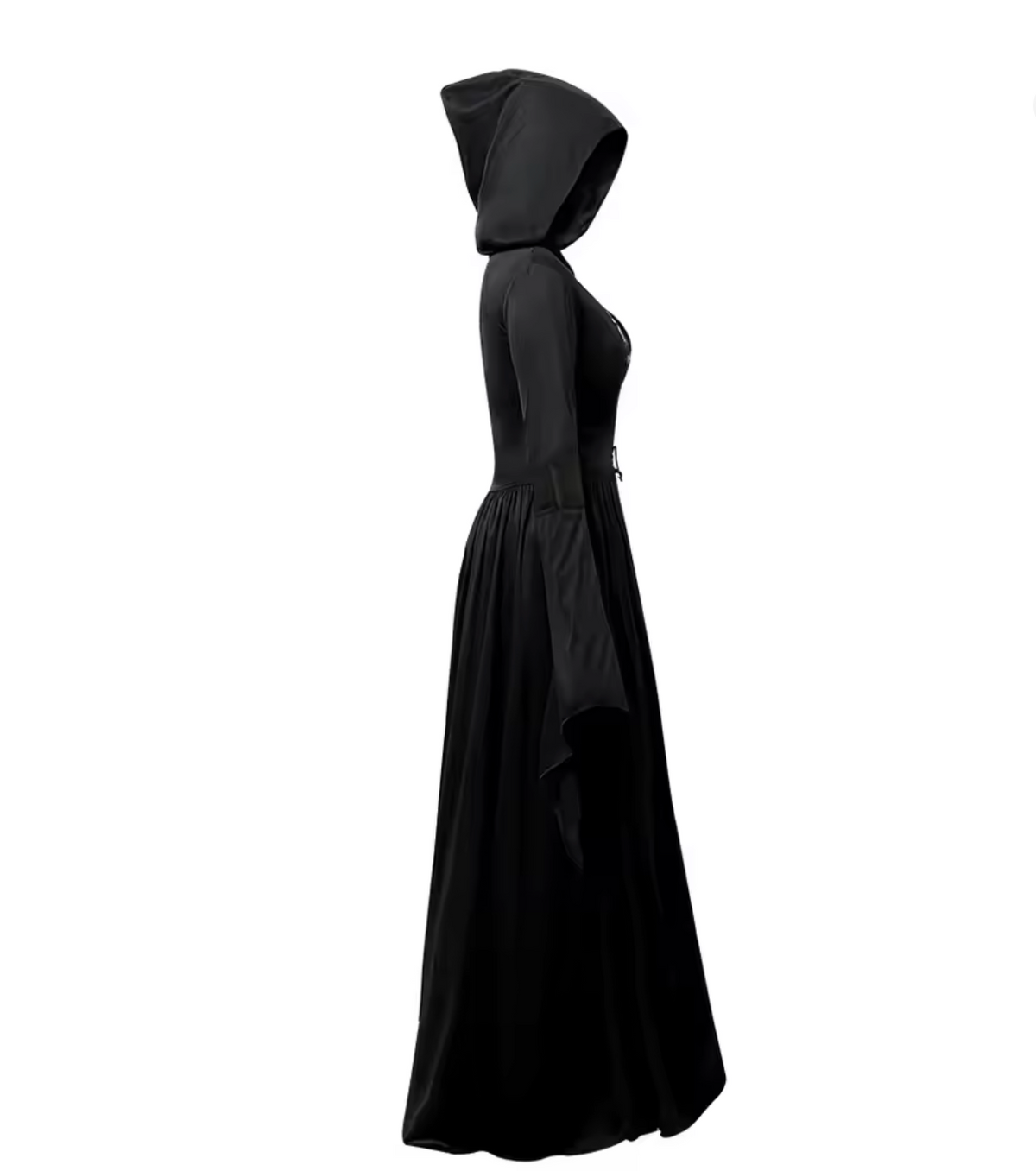 Bell Sleeve Witch Dress with Fitted Waist for Halloween Costumes