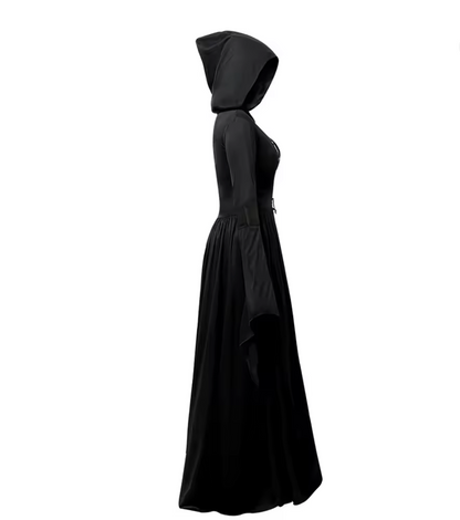 Bell Sleeve Witch Dress with Fitted Waist for Halloween Costumes
