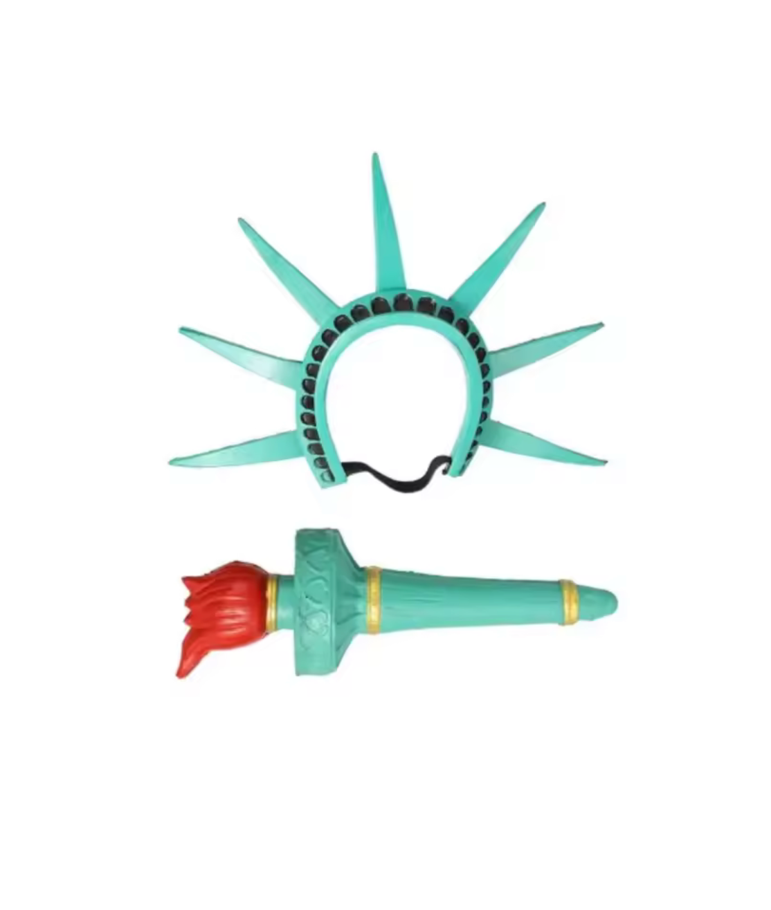 Green Robe and Torch Headband Statue Costume Set for Halloween