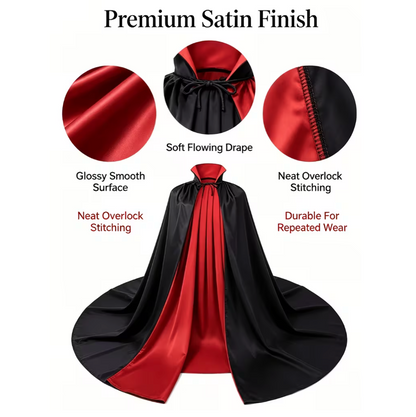 Reversible Double Sided Gothic Cape with Front Lacing for Costumes