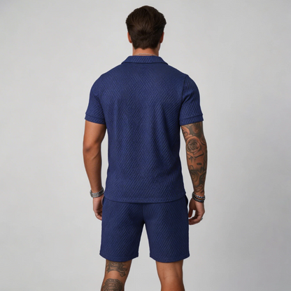 Men's Polo Shirt and Shorts Set with Moisture Wicking, Machine Washable