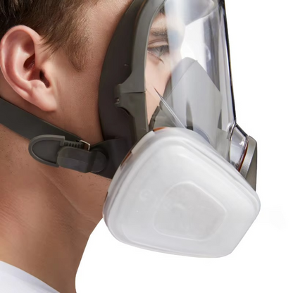 Full Face Respirator Mask with Anti-Fog Lens and Replaceable Filter Cartridges