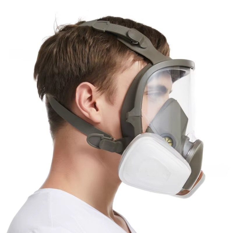 Full Face Respirator Mask with Anti-Fog Lens and Replaceable Filter Cartridges