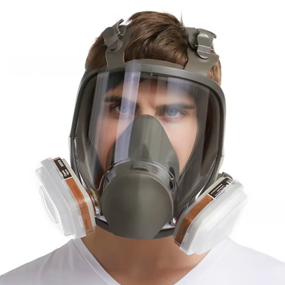 Full Face Respirator Mask with Anti-Fog Lens and Replaceable Filter Cartridges