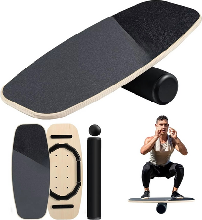 2 in 1 Surf Style Balance Board Set with Roller, Balance Ball, and Nine Difficulty Levels