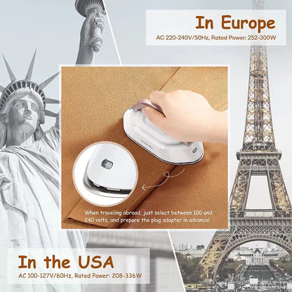 Compact Electric Iron with Foldable Handle and Rapid Heating for Travel
