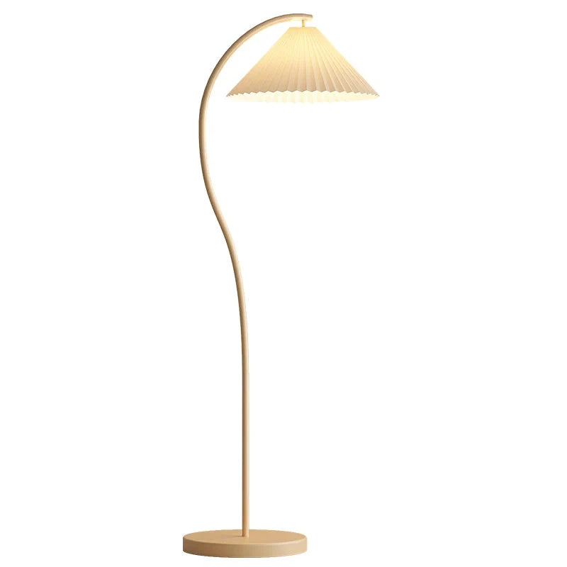 Bogenlampe mit Plissee-Schirm für Wohnzimmer -    Zorenza