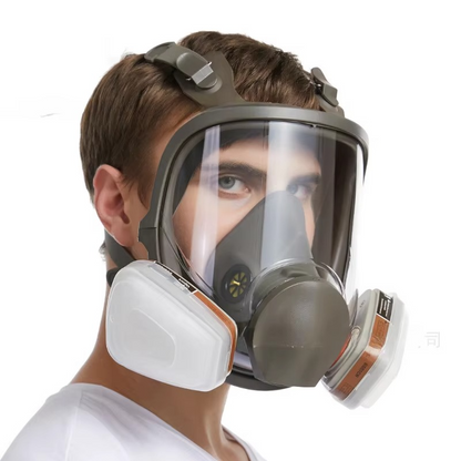 Full Face Respirator Mask with Anti-Fog Lens and Replaceable Filter Cartridges