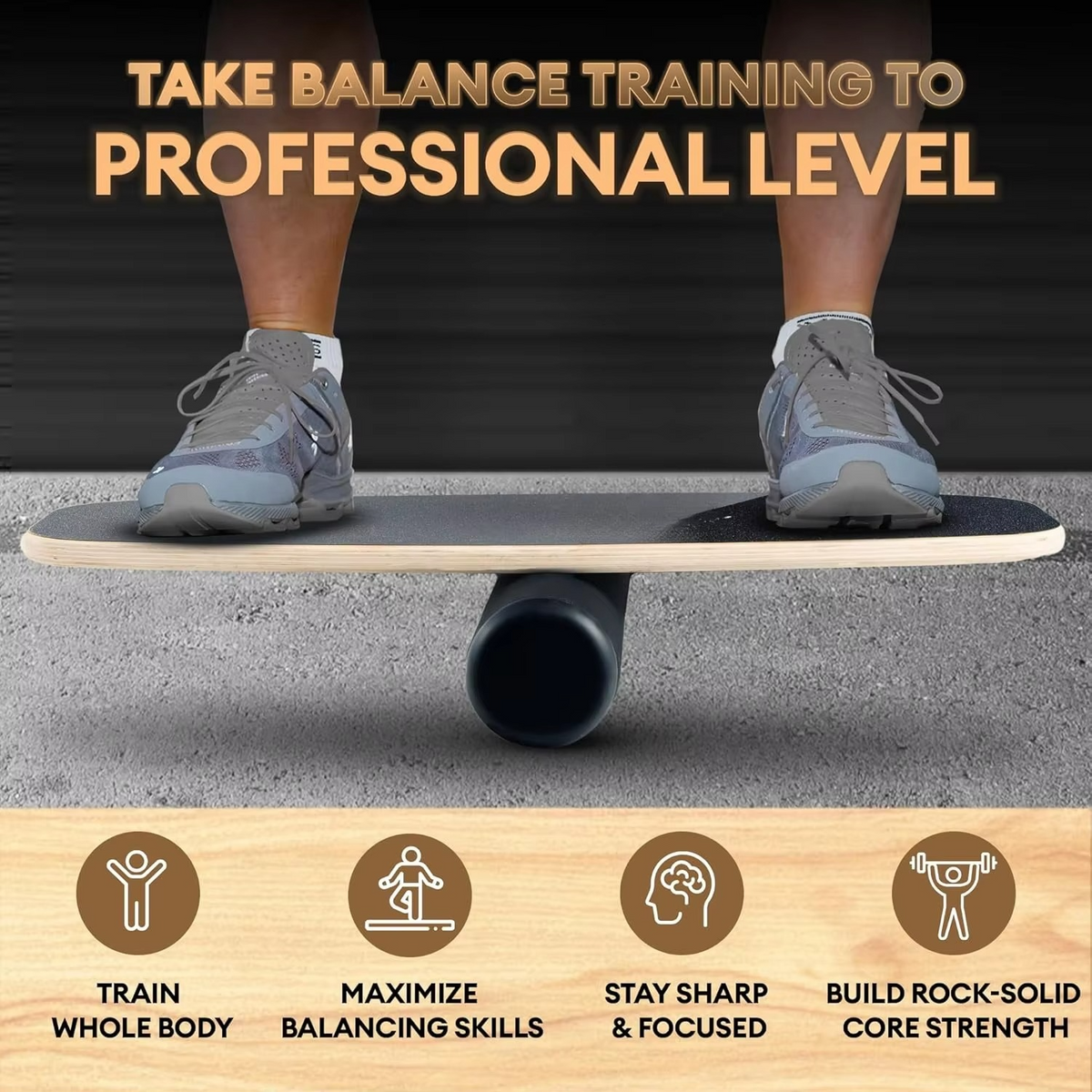 2 in 1 Surf Style Balance Board Set with Roller, Balance Ball, and Nine Difficulty Levels