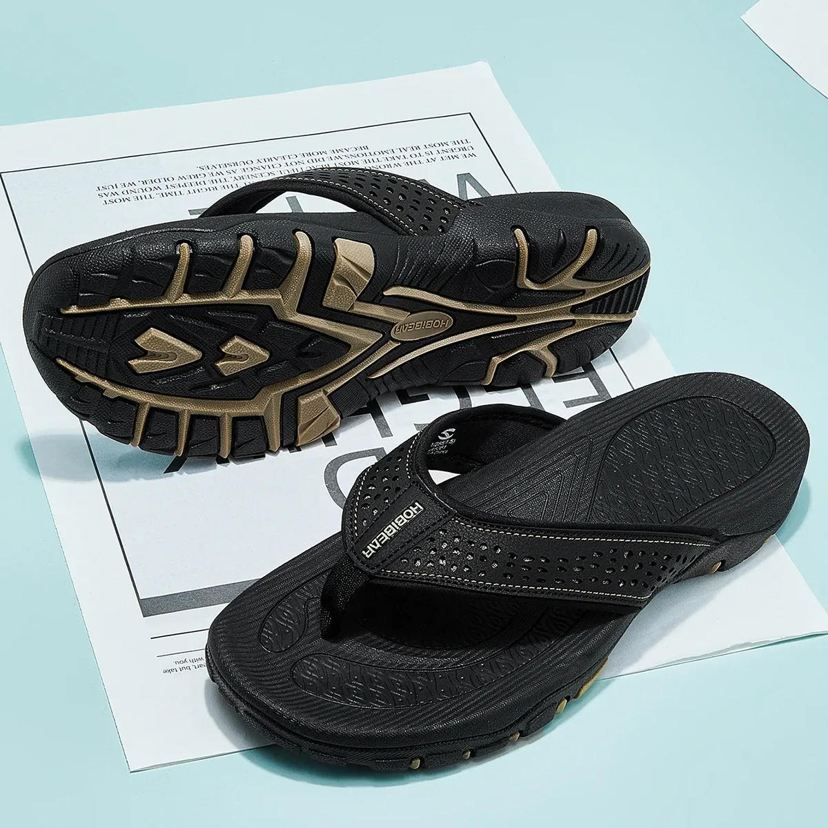 Mens Athletic Flip Flops with Arch Support and Nonslip Rubber Sole