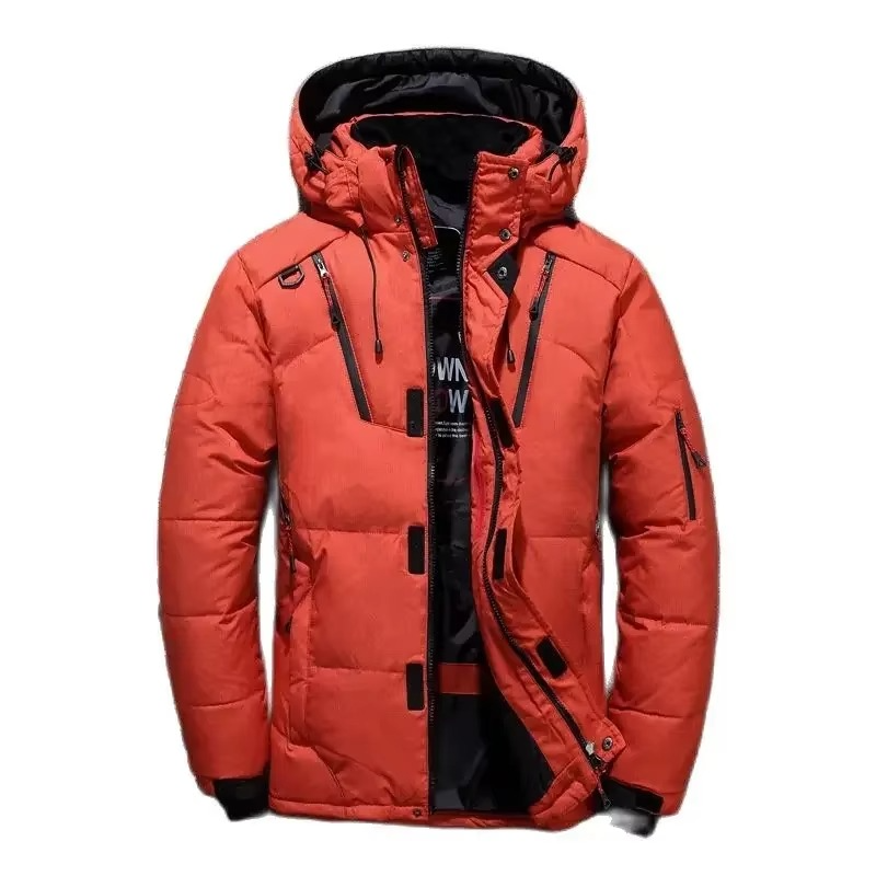 Mens Hooded Duck Down Parka with Windproof Shell for Extreme Cold