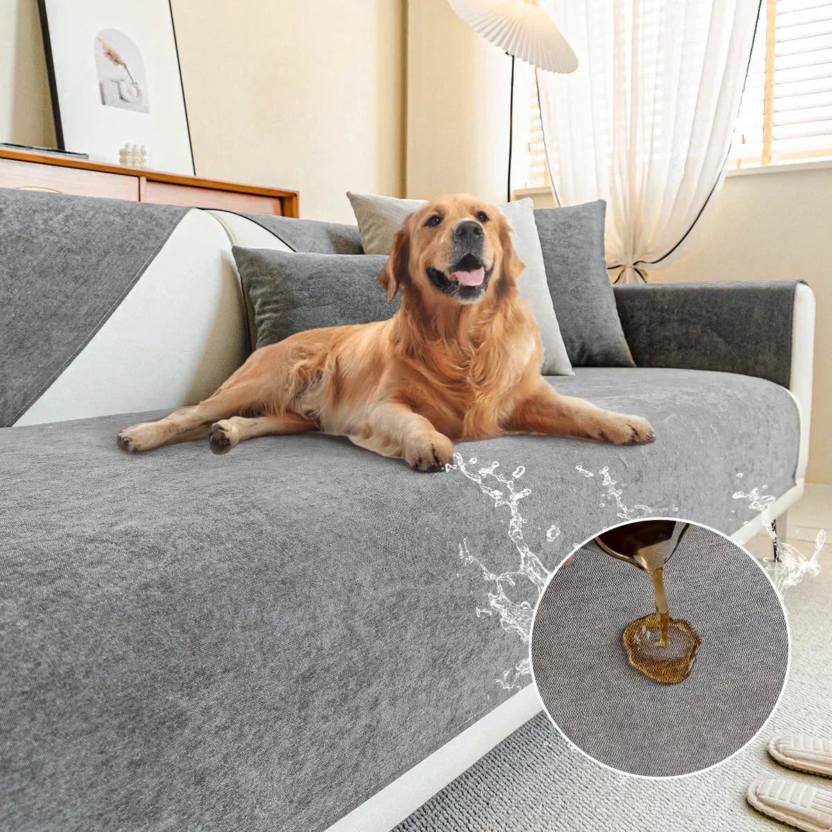 Pet-Protective Sofa Cover with Scratch-Resistant Fabric and Machine Washable