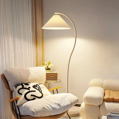 Bogenlampe mit Plissee-Schirm für Wohnzimmer -    Zorenza