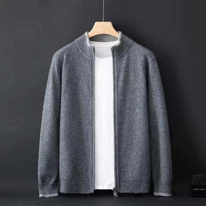 Mens Full Zip Cashmere Cardigan with Loose Fit for Cool Weather